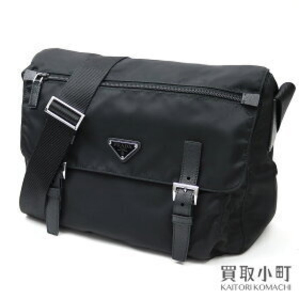 Prada Tessuto Nero Black Messenger Bag Triangle Logo Shoulder Crossbody